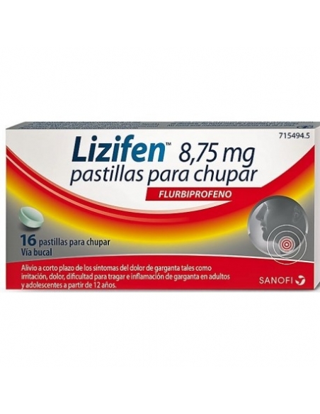 Lizifen menta 8.75 mg 16 comprimidos para chupar: Contiene flurbiprofeno. El flurbiprofeno pertenece a un grupo de medicamentos