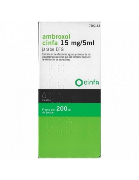 Ambroxol cinfa 15 mg/5 ml jarabe 200 ml efg: Ambroxol, principio activo de este medicamento, pertenece a un grupo de medicamento