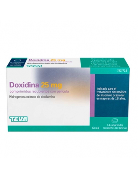 Doxidina teva 25 mg 14 comprimidos recubiertos: Doxidina es un medicamento que contiene el principio activo hidrogenosuccinato d
