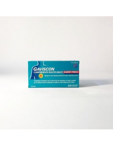 Gaviscon fresa 24 comprimidos masticables: Pertenece al grupo de medicamentos denominados otros agentes contra la úlcera péptica