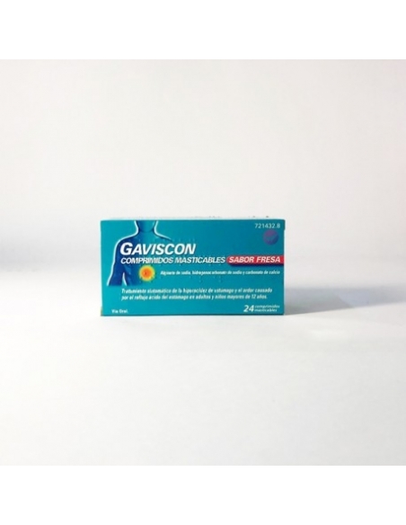 Gaviscon fresa 24 comprimidos masticables: Pertenece al grupo de medicamentos denominados otros agentes contra la úlcera péptica