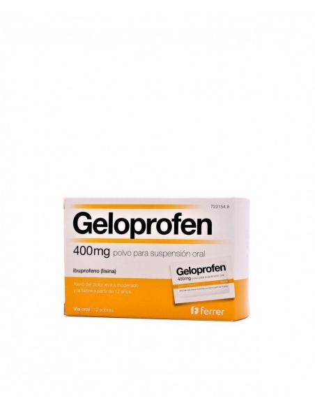 Geloprofen 400 mg 12 sobres: Ibuprofeno, principio activo de este medicamento, actúa reduciendo el dolor y la fiebre.