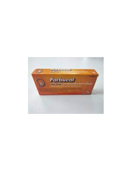 Farbucal 5mg/5mg 20 comprimidos para chupar: La clorhexidina y la benzocaína, principios activos de este medicamento, actúan com