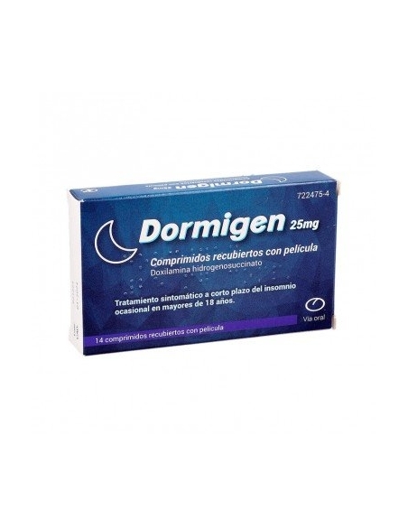 Dormigen 25mg 14 comprimidos recubiertos: Es un medicamento que contiene el principio activo hidrogenosuccinato de doxilamina.
