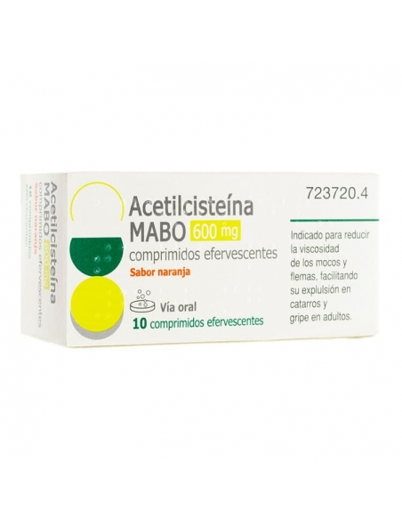 Acetilcisteina mabo 600 mg 10 comprimidos efervescentes: Acetilcisteína MABO se presenta en forma de comprimidos efervescentes,