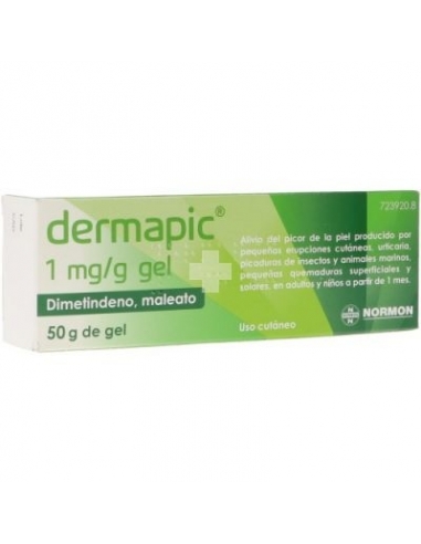 Dermapic 1 mg/g gel tópico 50 gr: Este medicamento contiene maleato de dimetindeno, un principio activo que pertenece al grupo d