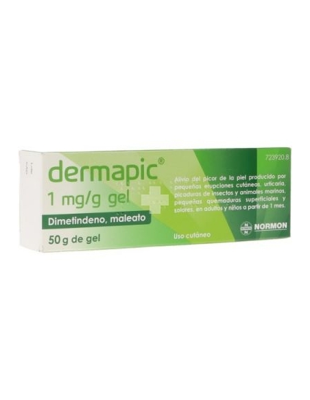 Dermapic 1 mg/g gel tópico 50 gr: Este medicamento contiene maleato de dimetindeno, un principio activo que pertenece al grupo d