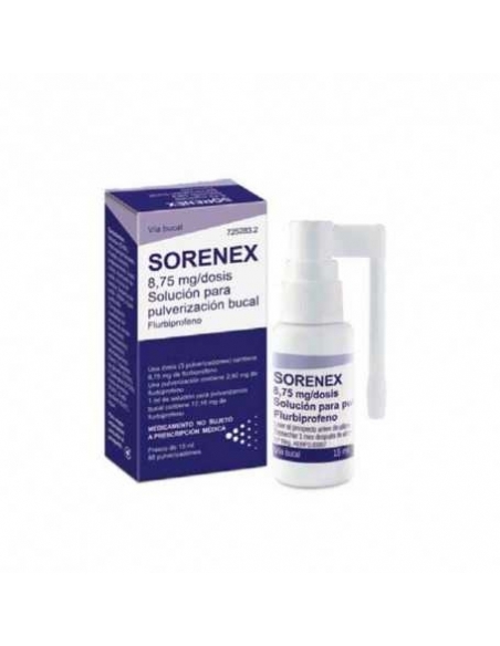 Sorenex 8.75mg pulverizaciones bucal 1frasco 15ml: El principio activo es flurbiprofeno. El flurbiprofeno pertenece a un grupo d