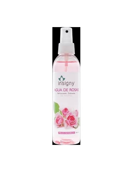 Insigny agua de rosas 200 ml: Refrescante y calmante, fórmula sin alcohol ideal para pieles sensibles con rojeces.