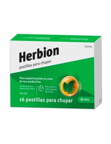 Herbion 16 pastillas chupar: Herbion contiene extracto seco de hoja de hiedra. Herbion es un medicamento a base de plantas.