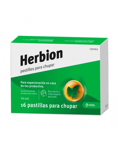 Herbion 16 pastillas chupar: Herbion contiene extracto seco de hoja de hiedra. Herbion es un medicamento a base de plantas.
