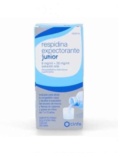 Respidina expectorante junior 6/20 mg/ml: Expectorante junior es una asociación de pseudoefedrina y guaifenesina.