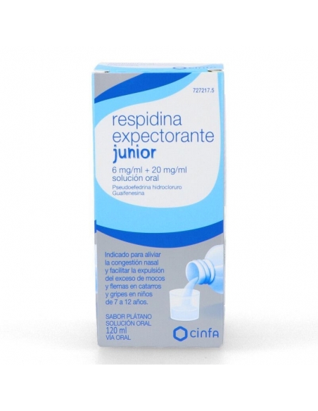 Respidina expectorante junior 6/20 mg/ml: Expectorante junior es una asociación de pseudoefedrina y guaifenesina.