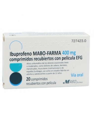 Ibuprofeno mabo farma 400 mg 20 comprimidos efg: El Ibuprofeno, principio activo de este medicamento, actúa reduciendo el dolor