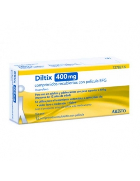 Diltix 400 mg 12 comprimidos: Diltix contiene el principio activo ibuprofeno. Ibuprofeno es un medicamento que reduce la fiebre