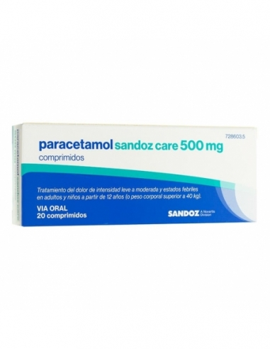 Paracetamol sandoz care 500 mg 20 comprimidos: El paracetamol pertenece al grupo de medicamentos llamados analgésicos y antipiré