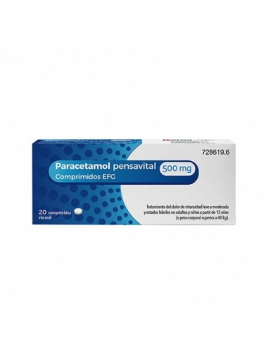 Paracetamol pensavital 500mg 20comprimidos efg: El paracetamol pertenece al grupo de medicamentos llamados analgésicos y antipir