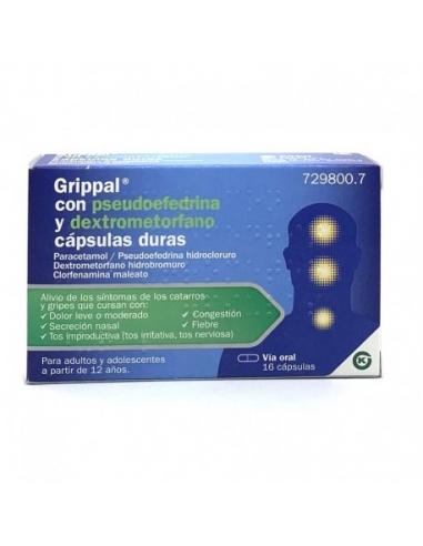 Grippal pseudoefredrina dextrometo 16capsulas: Grippal descongestivo y antitusivo cápsulas duras es una asociación de paracetamo
