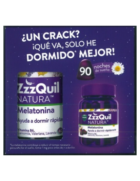 Zzzquil natura edición especial 90gominolas: Complemento alimenticio de origen natural compuesto de melatonina.