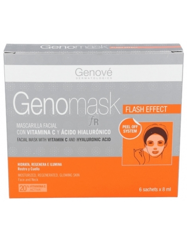 Genomask vitamina c monodosis 8 unidades: Mascarilla facial para regenerar, e hidratar, aportando luz al rostro gracias a sus pr
