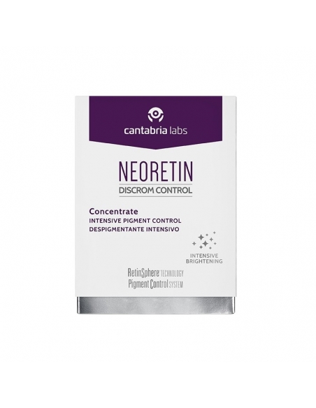 Neoretin discrom despigmentante intensivo 2x10ml: Alta concentración de ácido glicolico con acción despigmentante que unifica e