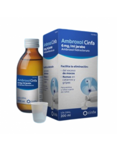 Ambroxol cinfa 6mg/ml 1 frasco 200ml efg: Ambroxol, principio activo de este medicamento, pertenece a un grupo de medicamentos d