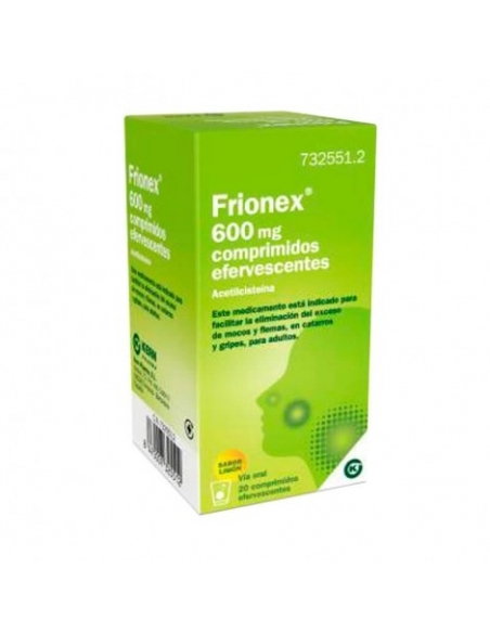 Frionex 600 mg 20 comprimidos efervescentes: Acetilcisteína, principio activo de este medicamento, pertenece a un grupo de medic