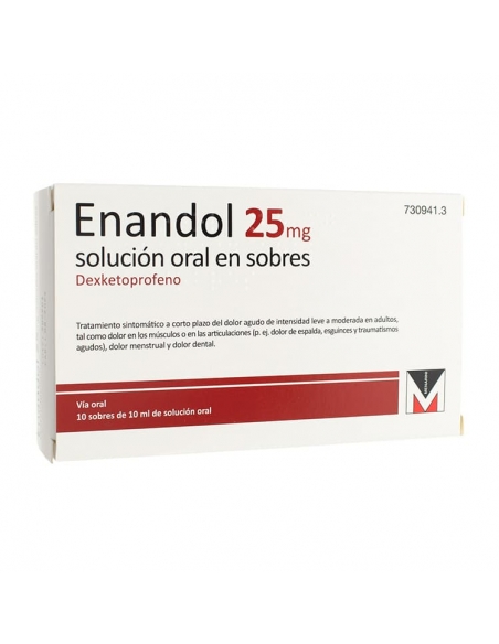 Enandol 25 mg 10 sobres: Este medicamento es un analgésico perteneciente al grupo de medicamentos denominados antiinflamatorios