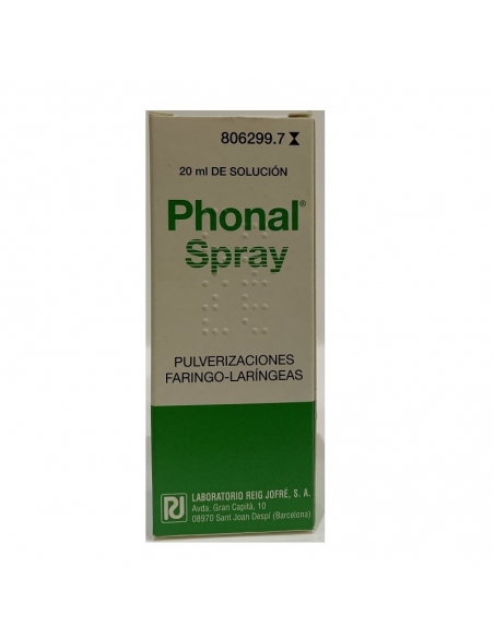 Phonal spray 20 ml: Spray es una composición antiinflamatoria y antiséptica basada en la actividad farmacológica de sus dos prin