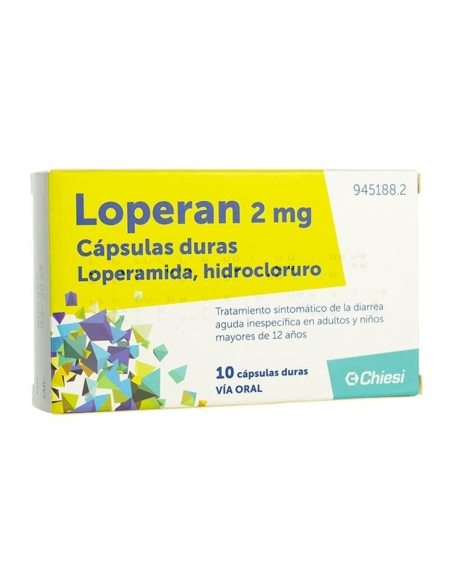Loperan 10 capsulas: Loperan es un antidiarreico que reduce los movimientos y secreciones intestinales.