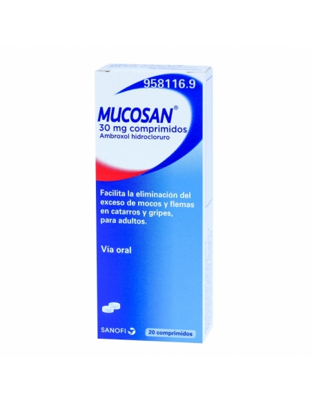 Mucosan 30 mg 20 comprimidos: Ambroxol, principio activo de este medicamento, pertenece a un grupo de medicamentos denominados m