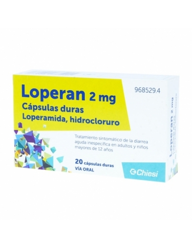 Loperan 20 capsulas: Loperan es un antidiarreico que reduce los movimientos y secreciones intestinales.