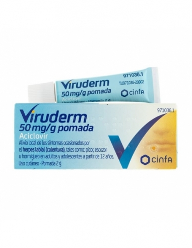 Viruderm 2 g pomada: Viruderm es una pomada que contiene el principio activo aciclovir. Aciclovir pertenece al grupo de medicame