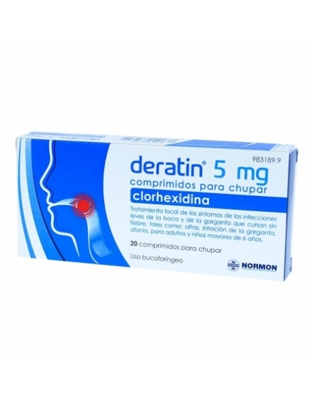 Deratin 20 comprimidos: Deratin es un antiséptico bucofaríngeo.