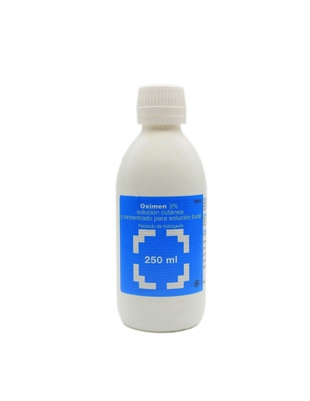 Agua oxigenada oximen 3% 250 cc: El peróxido de hidrógeno es un antiséptico.