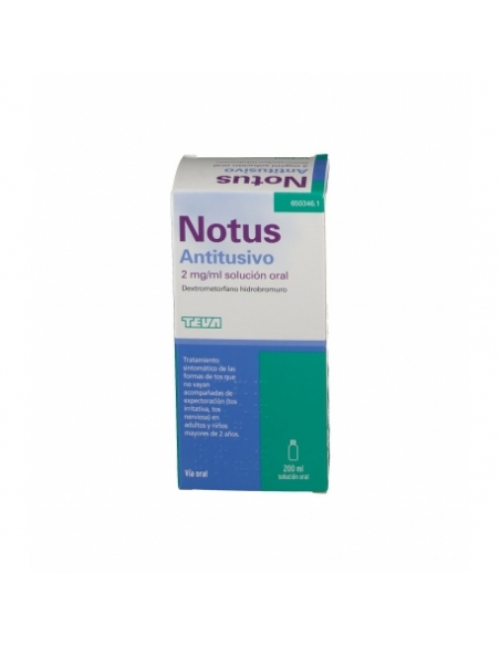 Notus antitusivo 2 mg/ml solución oral 200 ml: El dextrometorfano, principio activo de este medicamento, es un antitusivo que in