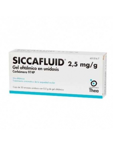 Siccafluid 2.5 mg gel oftálmico 30 monodosis: Siccafluid es un sustituto de las lágrimas.