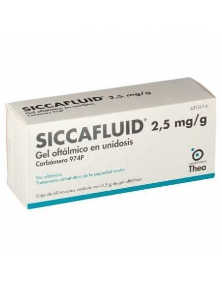 Siccafluid 2.5 mg gel oftálmico 60 monodosis: Siccafluid es un sustituto de las lágrimas.
