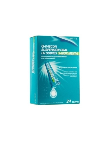 Gaviscon 24 sobres 10ml susp oral liquido menta: Pertenece al grupo de medicamentos denominados otros agentes contra la úlcera p