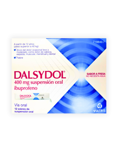 Dalsydol 400 mg 12 sobres suspensión oral: Ibuprofeno, principio activo de este medicamento, actúa reduciendo el dolor y la fieb