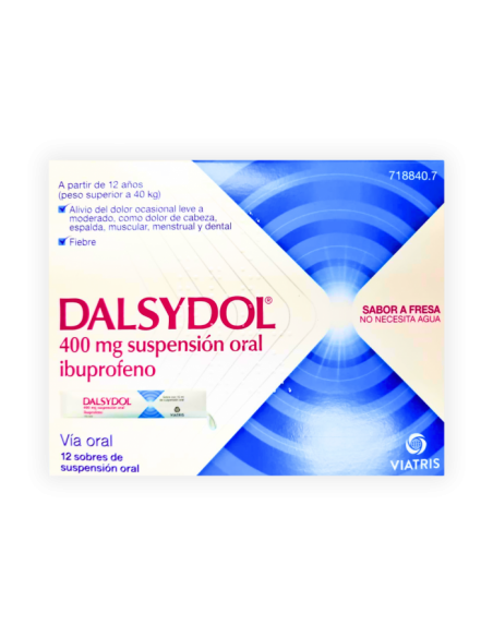 Dalsydol 400 mg 12 sobres suspensión oral: Ibuprofeno, principio activo de este medicamento, actúa reduciendo el dolor y la fieb