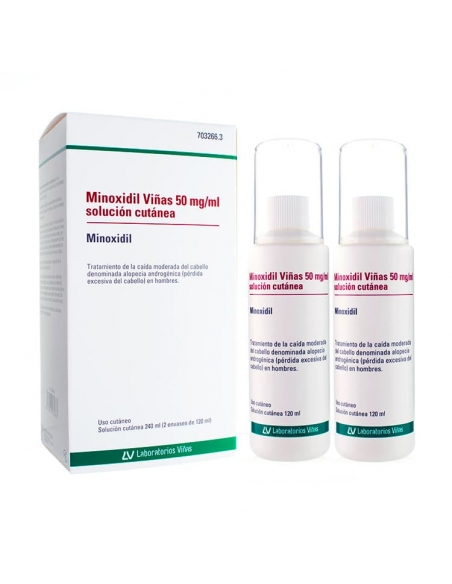 Minoxidil Viñas 5% Solución 2x120ml con spray | FarmaViesques