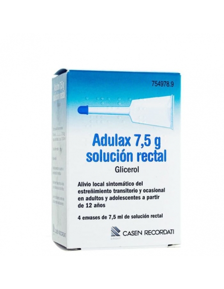Adulax 4 enemas rectales 7.5 ml: Este medicamento contiene glicerol, que es un laxante y que se administra por vía rectal.
