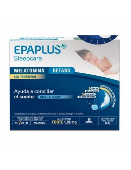 Epaplus forte melatonina 1.98 triptófano 60 cápsulas fórmula compuesta de melatonina, triptófano, vitaminas y minerales.