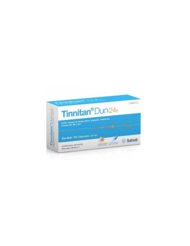 Tinnitan dúo 24 h 60 capsulas: Complemento diseñado para apoyar la salud auditiva, especialmente en casos de hipoacusia o tinnit