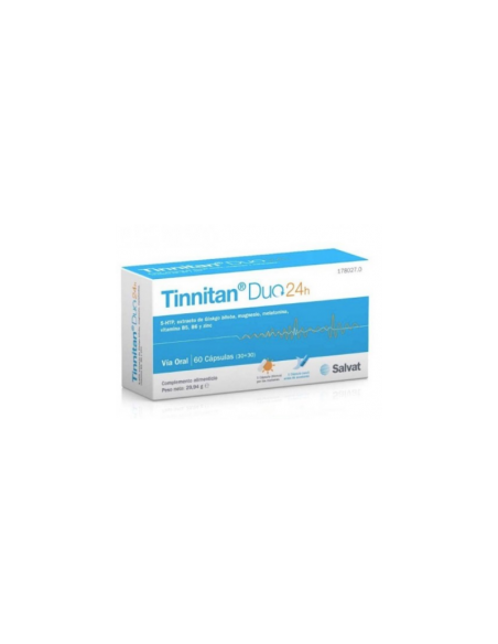 Tinnitan dúo 24 h 60 capsulas: Complemento diseñado para apoyar la salud auditiva, especialmente en casos de hipoacusia o tinnit
