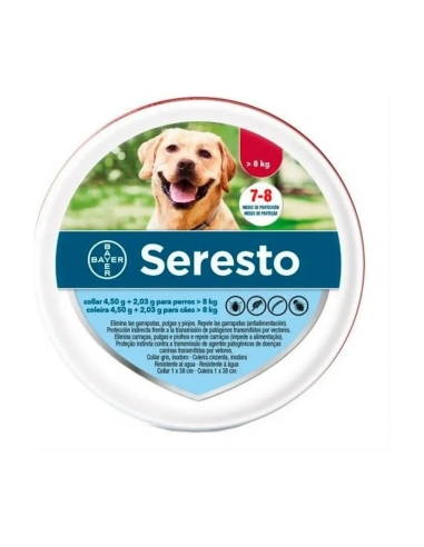 Seresto Collar Perros +8 kg 70 cm | 8 meses antiparásitos | FarmaViesques