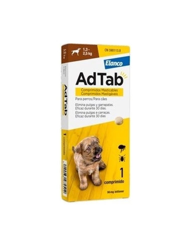 Adtab 56 mg Perros 1,3-2,5 kg | Comprimido pulgas y garrapatas | FarmaViesques