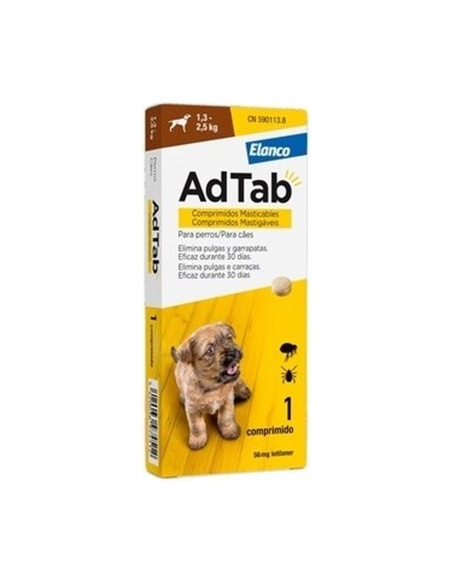 Adtab 56 mg Perros 1,3-2,5 kg | Comprimido pulgas y garrapatas | FarmaViesques