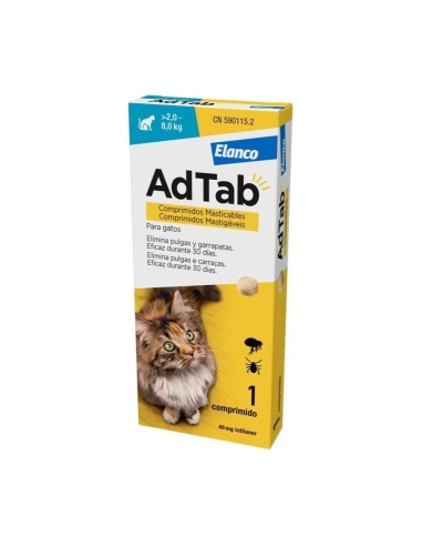 Adtab 48 mg Gatos 2-8 kg | Comprimido pulgas y garrapatas | FarmaViesques